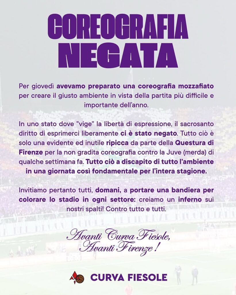 Comunicato Curva Fiesole