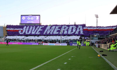 Juve merda striscione Curva Fiesole Ferrovia Fiorentina coreografia