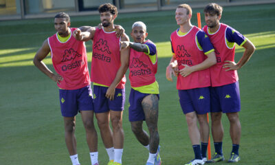 Allenamento Fiorentina viola Park Ndour, Pablo Marí, Dodo, Comuzzo e Ranieri