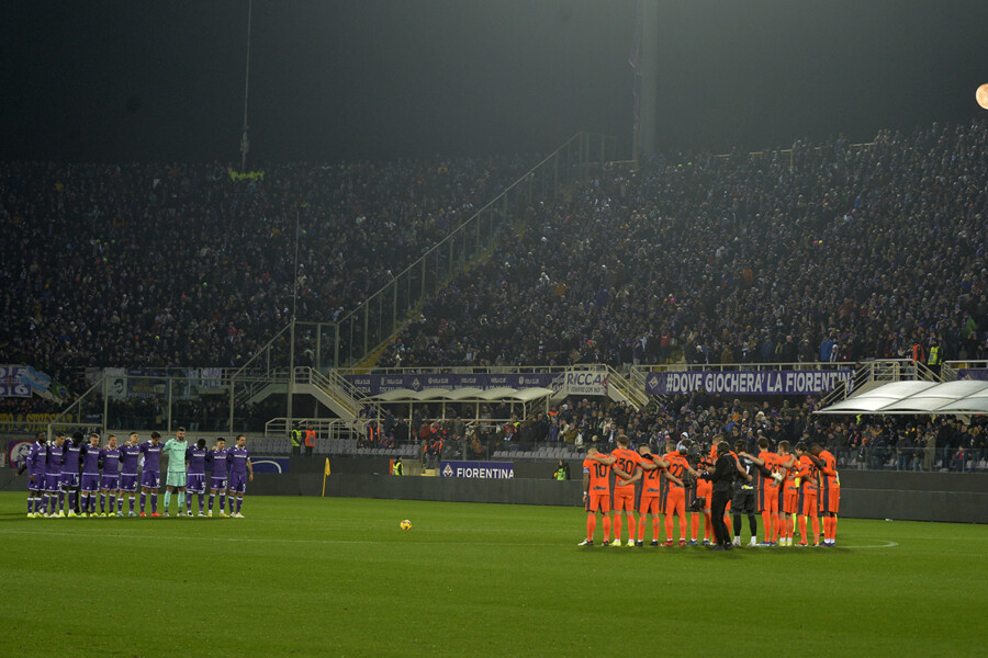 FIORENTINA - INTER  28-01-2024  MINUTO DI SILENZIO PER GIGI RIVA GALASSI SILVANO/SILPRESS