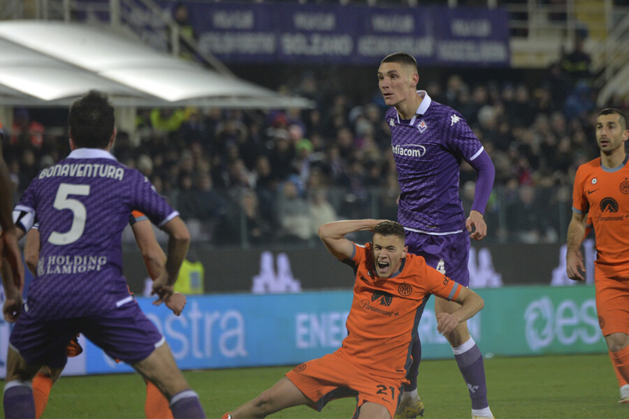 FIORENTINA - INTER 28-01-2024 MILENKOVIC E ASLLANI. GALASSI SILVANO/SILPRESS