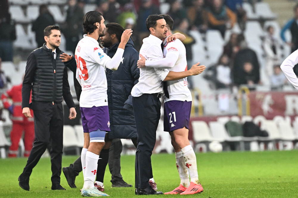 Palladino con Gosens e Adli - Fiorentina