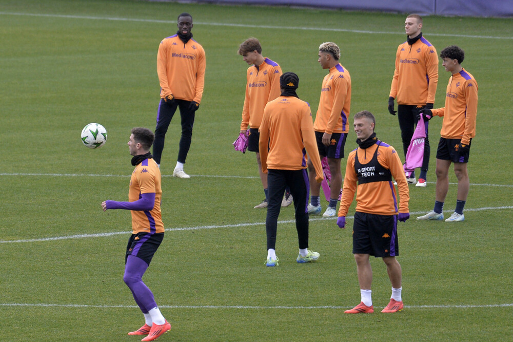 FIORENTINA -18-12-2024  RIFINITURA PER LA GARA CONTRO IL VITORIA GUIMARAES.  GUDMUNDSSON GALASSI SLVANO/SILPRESS