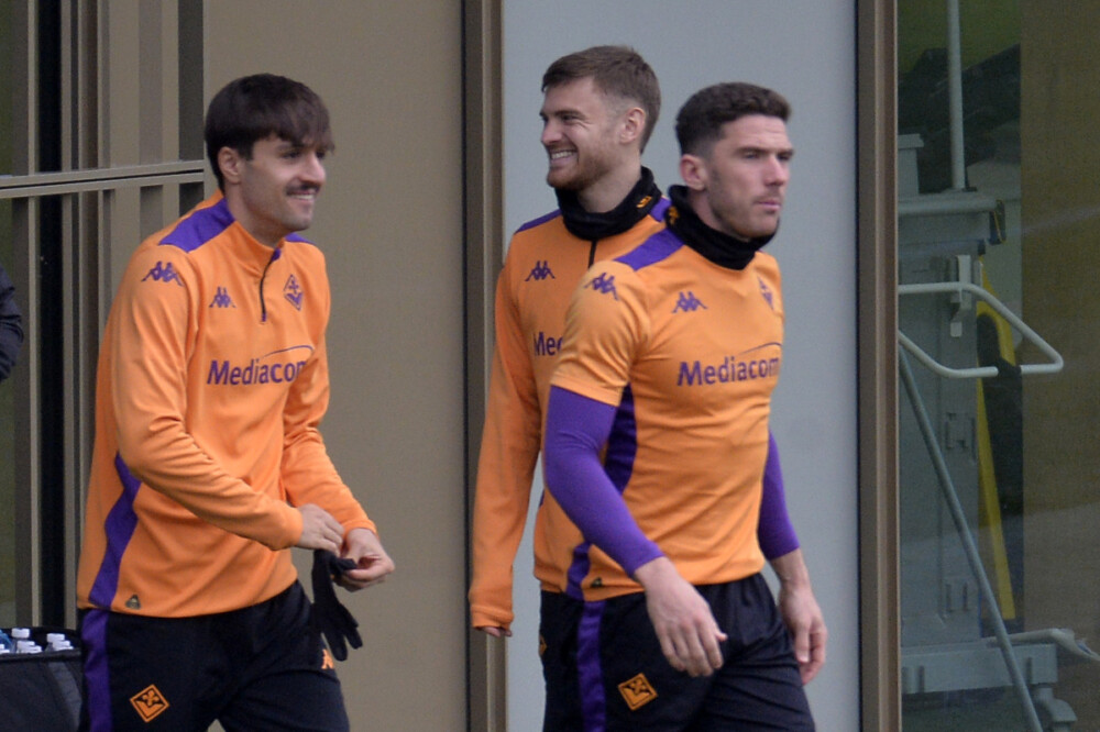 FIORENTINA -18-12-2024  RIFINITURA PER LA GARA CONTRO IL VITORIA GUIMARAES . LUCA RANIERI, GOSENS E BELTRAN  GALASSI SLVANO/SILPRESS